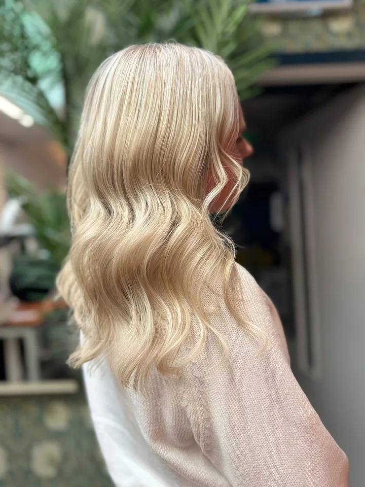Bright blonde with soft vintage waves